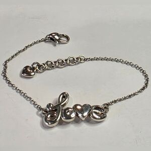 Brighton Silver Plated Script Love‎ Heart Charm Chain Bracelet